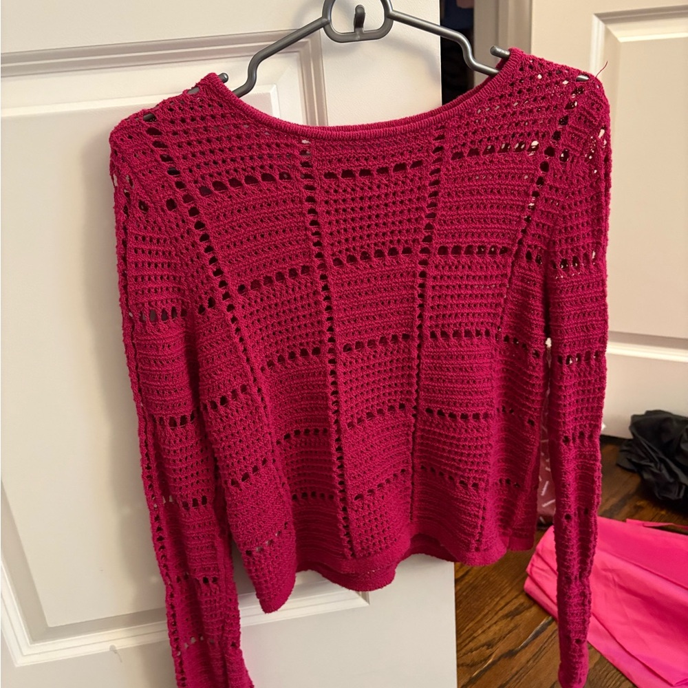 Fuchsia Crochet Sweater